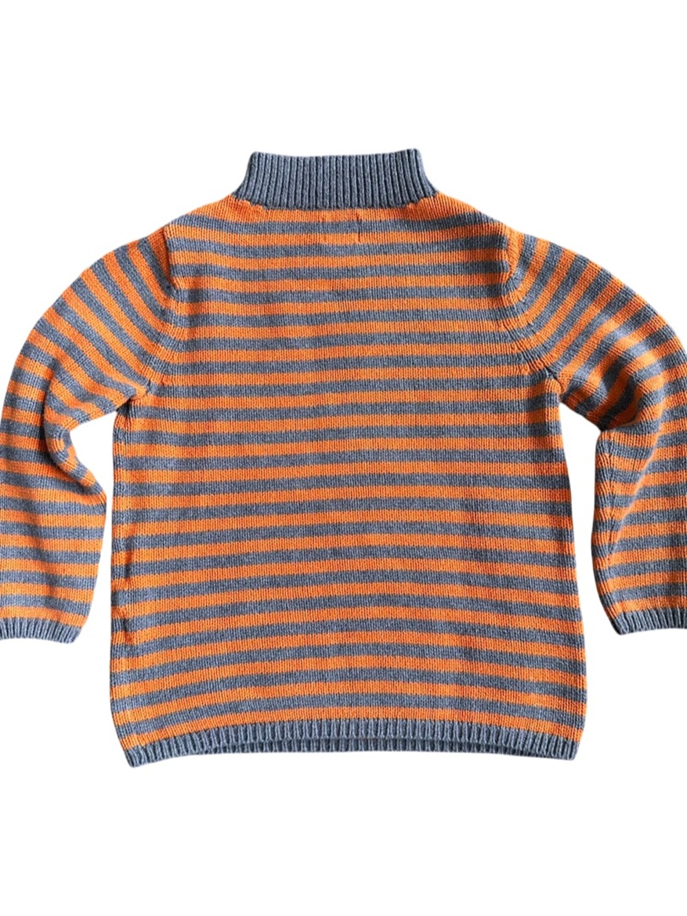 Mini Boden Orange Gray Striped Mock Neck Knit Sweater Size 4-5Y Preppy Fall